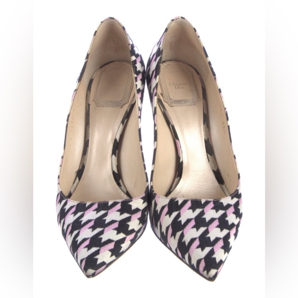 ‼️SOLD‼️Christian Dior Canvas Houndstooth Print Pumps Size: 6.5 | IT 36.5